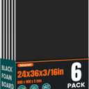 6 Pack Black Foam Board for Art Craft, 23.5 x 35.5 x 3/16" Thick