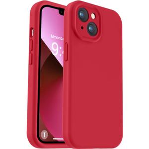Vooii Compatible with iPhone 13 Case, Liquid Silicone Upgrade [Camera Protection] [Soft Anti-Scratch Microfiber Lining] Shockproof Phone Case for iPhone 13 6.1 inch - Red