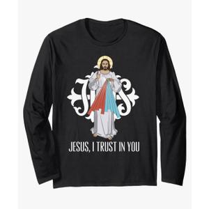 Jesus Divine Mercy I Trust In You Catholic Long Sleeve T-Shirt S