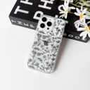 NITITOP Compatible with iPhone 16 Pro Case Clear with Card Holder Cute Floral Flower Leaves Design for Women Girls Slim TPU and Hard Back Bumper Wallet Shockproof Protective Cover - Black