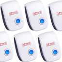 Ultrasonic Pest Repeller (6 Packs) Indoor Plug-in Gadget, can Repel Mosquitoes, Bed Bugs, Cockroaches, Spiders, mice, Bats, Birds, Flies, Mosquitoes, Fleas, Rodents, White, 6.9x4.9x2.75 Inch