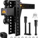 CAMMOO Adjustable Trailer Hitch, Tow Hitch Fits 2 inch Receiver, 8 inch Rise/Drop Hitch, 2" and 2-5/16" Ball Hitch, 20000 LBS GTW Truck Hitch with U-Shaped Alloy Steel Anti-Theft Pin, Black, ML-2080
