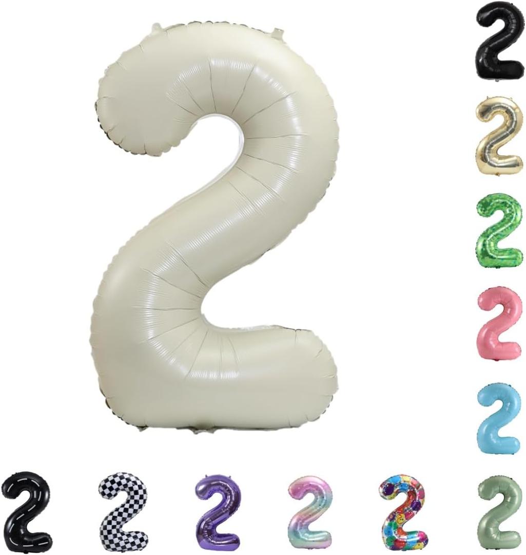 40 Inch Large Foil Helium Number Balloon Birthday Wedding Party 0-9 (Ivory, 2)