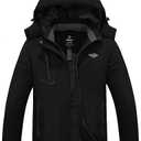 Wantdo Women's Mountain Waterproof Fleece Ski Jacket Windproof Rain Jacket, Large, Black