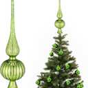 Gejoy Mercury Glass Finial Christmas Tree Topper Vintage Lime Green Spherical Ornaments Blown Glass Xmas Tree Topper Finials Mid Century Holiday Indoor Suitable for Party Decoration, 9.8inches