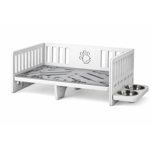 Acrylic Dog Bed and Fence with Food Bowl for Large Medium Dogs