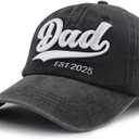 2PCS Mom and Dad EST 2025 2026 Hat, Adjustable 3D Embroidered New Parents Gifts Baseball Cap (One Size)