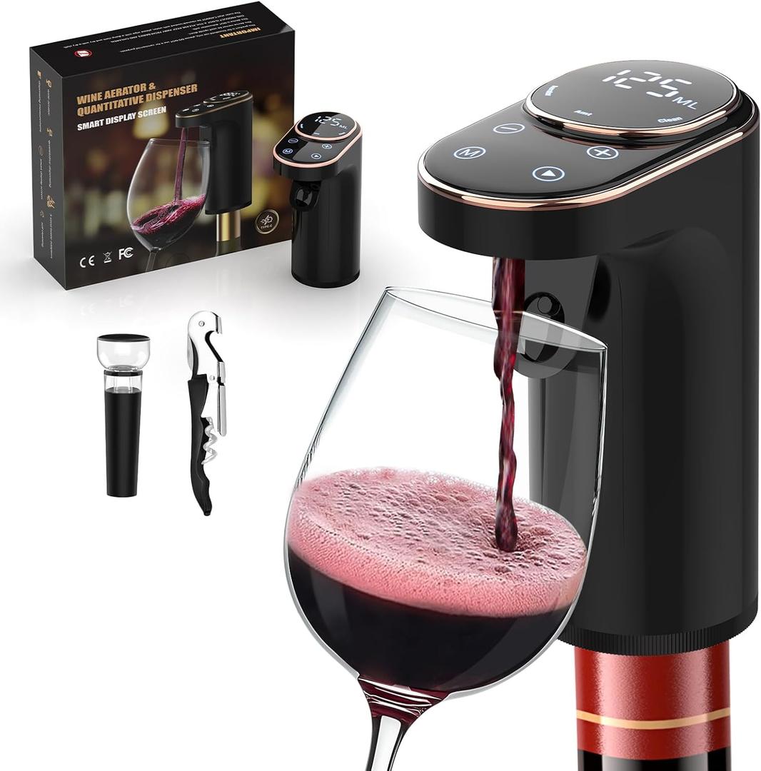 Electric Wine Aerator, Rechargeable Wine Dispenser & Decanter, 1-999ML Quantitative Pour, Self-Clean & LED Touch Screen, Automatic Wine Pourer Ideal Gift for Wine Lovers Women and Men Mothers Day