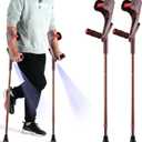 Forearm Crutches for Adults Foldable Knee Patients Mobility aids for Childre and Seniors for with Leg Injury Adjustable Travel Lightweight Walking Stick (Brown Pro)