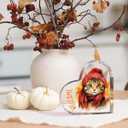 Welcome Fall Pumpkin Decor Fall Decorations for Home Cute Autumn Thankful Sign Decor Autumn Thanksgiving Heart Acrylic Sign 4 x 4 inches (Acrylic3108)