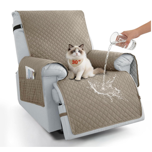 Sparaiz 100% Waterproof Recliner Chair Covers 30", Non-Slip Recliner Cover for Chair with Pocket Washable Recliner Covers with Elastic Straps Oversized Recliner Cover for Kids Pets-Khaki