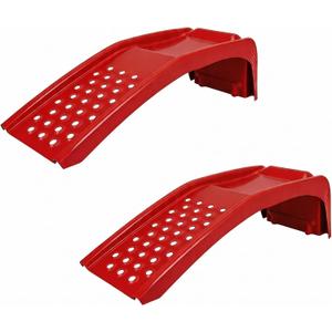Set of 2 Heavy Duty Metal Car Ramps, Automotive Ramps, with 8000 LBS Capacity, 8 Inch Max Lift, 13 Inch Wide, for Automotive Vehicle Maintenance, Oil Change, Repair Ramp, Home Garage Use, Red