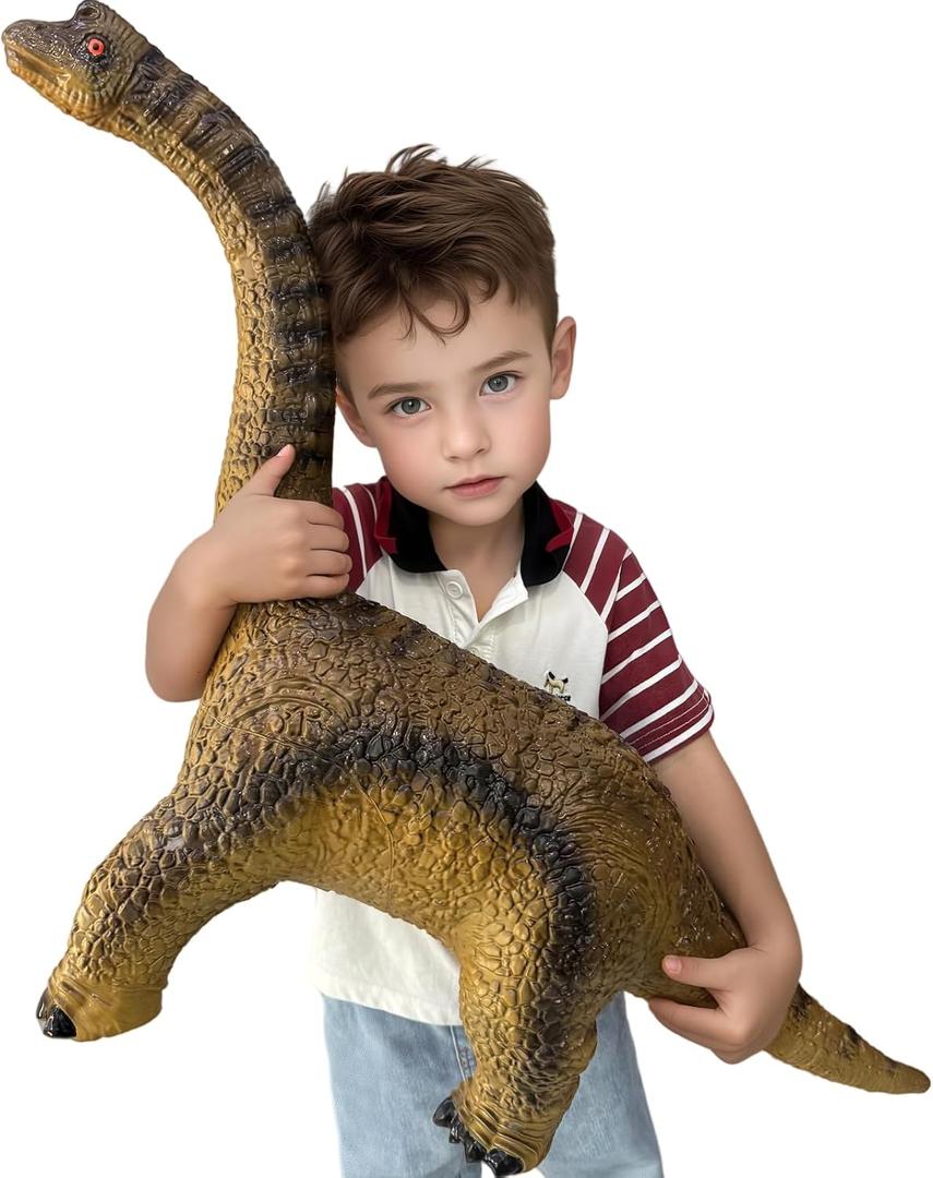 Big Brachiosaurus 32 inch, Dinosaur Toys for Kids 3-5, Large Dinosaur Toys for Kids Toddler Dinosaur Party Favors, Birthday Gifts for Boys Girls (Brown)