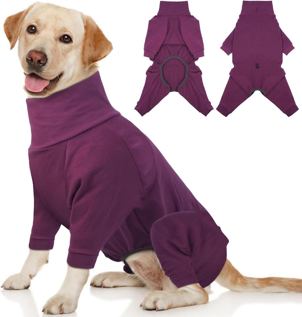 Dog Winter Coat Soft Fleece Pullover Pajamas, Fullbody Dog Cold Weather Jacket, Warm Pullover Doggie Winter Thermal 4-Legged Onesie Jumpsuit,High Collar Snowsuit Sweater for Dogs (XX-Large, Red)