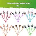 24pcs Baseball Reusable Drinking Plastic Straws for Birthday Party Favors Gift Bags Perfect for Kids Party Supplies with 2 Cleaning Brushes