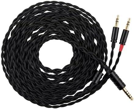 Linsoul Tripowin Nova Monitor Headphone Cable, Over-Ear Headphone Wire, 4-Strand Silver Foil/OCC Hybrid Upgrade Cable, 2M, Dual 3.5mm to 4.4mm/3.5mm/XLR Plug, for Musicians Audiophiles (4.4mm, Black)