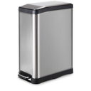 Home Zone Stainless Steel Kitchen Trash Can with Rectangular Design and Step Pedal | 45 Liter / 12 Gallon Storage with Removable Plastic Trash Bin Liner, Silver