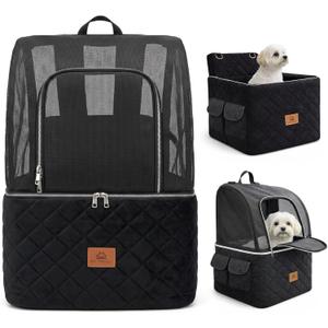 Dog Booster Car Seat for Small & Medium Dogs Up to 30lbs, Elevated Dog Car Seat Bed with Safety Belt, Detachable Washable Cover, Storage Pockets & Breathable Mesh Canopy