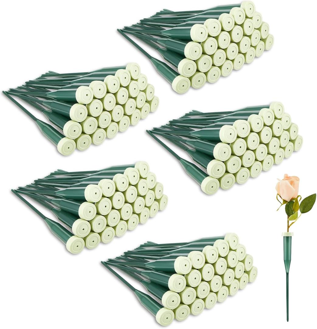 150 Pcs Floral Water Tubes Plastic Green Floral Tubes with Rubber Caps Fresh Flower Water Arrangements Supplies for Bouquet Stem Supplies, 6 Inches
