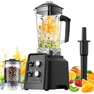Blender, Blender for Smoothies with 68Oz. Pitcher and 20Oz. Grinder, 28000 RPM Countertop Blenders for Kitchen, Ice Crushing, Frozen Fruits, Timing Setting, Speed Adjustable, Black (Clear)