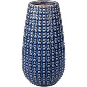 Blue Ceramic Vases for Flowers, Boho Flower Vase for Home Decor, Farmhouse Distressed Decorative Vases for Pampas Grass, Mantel, Shelf, Living Room, Table Decoration