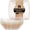 R-kay 6 Pack Gold Glitter Plastic Serving Bowls -16 Oz Gold Plastic bowls 16 Oz - Disposable Serving Bowls Heavy Duty For Weddings Catering And Birthday parties