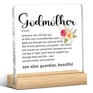 Godmother Gifts From Goddaughter Godson, Godmother Definition Clear Acrylic Desk Decor, Gifts for Birthday Christmas Mothers Day Anniversary, Decorations for Living Rooms Offices Homes