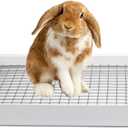 PODOO Rabbit Litter Box  Training Potty Tray for Guinea Pig & Small Pets  Spacious Grid Pan with Low Entrance, Easy-Clean & Odor-ResistantHelps Keep a Clean Cage and Reduce Mess