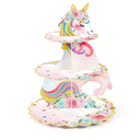 3 Tier Unicorn Cupcake Stand Party Decorations Rainbow Unicorn Birthday Cupcake Holder Dessert Tower for Kids Party Baby Shower Wedding Family, Cute Color