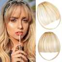 Leterly Clip in Bangs,Bangs Hair Clip Natural Wispy Air Extensions for Women Fake Fringe with Temples Hairpieces for Daily Wear Light Blonde Mix Bleach Blonde