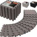 AIRHOP 18 Tiles Gym Floor Mat, EVA Foam Puzzle Gym Mat, High-Density Interlocking Foam Floor Tiles for Home Gym, Play Workout Garage Kitchen Flooring (Brown)