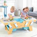KidKraft Building Bricks Play N Store Wooden Table, Children's Toy Storage with Bins, 200+ Building Blocks Included, Natural, Gift for Ages 3+, unspecified