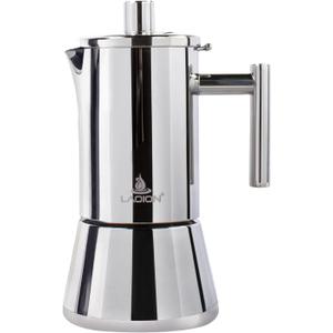 LAOION Stovetop Espresso Maker, 4Cup 6.8 oz Moka Pot, Stainless Steel Cuban and Italian Coffee Maker for Cafetera Cubana, Greca De Cafe Induction Stovetop Compatible, Coffee Gift for Home Travel (Silver)