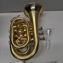 YAYUZEST Pocket Trumpet B Flat Brass Bb Pocket Trumpet with Mouthpiece 7C, Cleaning Cloth, Hard Case, Gloves (Gold)