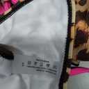 Floerns Women's 3 Piece Bikini Sets Y2k Number Jersey Leopard Halter Swimsuit with Beach Mesh Skirt (Small, Brown Multi)