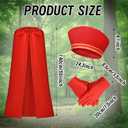 JcHrmers 3 Pcs Cartoon Costume Accessories Red Velvet Retro Hat Cape and Gloves for Men Women Halloween Cosplay Outfit