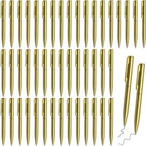 50 Pcs Small Ballpoint Pens, 4 Inch Mini Pens Bulk, for Pocket Notebooks and Notepads, Black Ink (Gold)