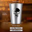 Skull Stainless Steel Beer Cups, Skull Gifts for Goth Fan, Stackable Camping Mugs for Outdoor Indoor Activity, Father's Day Halloween Christmas Gifts for Men Women, 500ML(2 Pack)