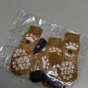 EXPAWLORER Anti Slip Dog Socks to Prevent Licking Paws, Dog Shoes for Hot Pavement, Dog Booties for Small Medium Large Senior Dogs, Traction Control Boots & Paw Protectors for Hardwood Floors (Khaki)