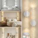 White Rechargeable Wall Sconces Set of 2, White Battery Operated Wall Sconce Set with Remote & Touch, Wireless Wall Sconces Set of Two for Bathroom Bedroom Living Room Decor