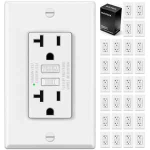30 Pack GFCI Outlet 20 Amp, Non-Tamper Resistant, Decor GFI Receptacles with LED Indicator, Ground Fault Circuit Interrupter, Wallplate Included, ETL Listed, White