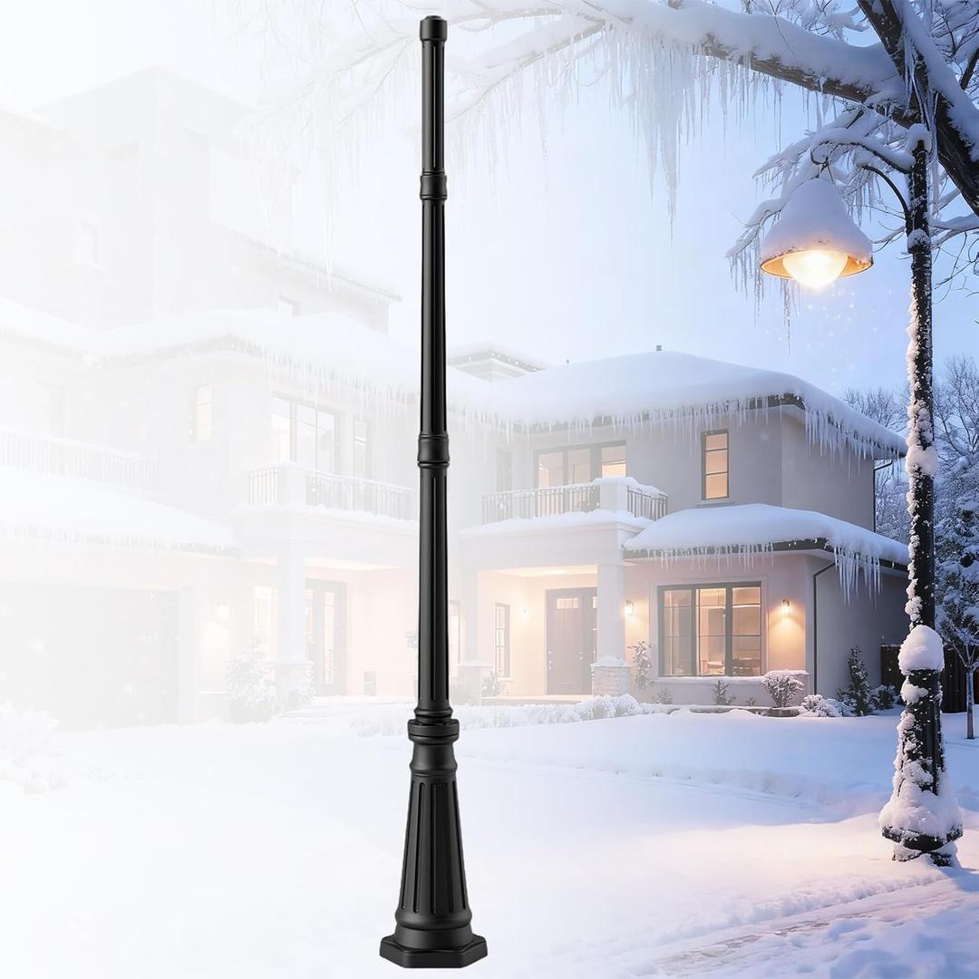Universal Outdoor Post Light Pole, Black Cast Aluminum Pole with 2.36" Fitter Mount, 79in Tall Traditional Street Light Lamp Post for Pathway Driveway Parking Yard Entrance Lighting, 79 inch without Arm