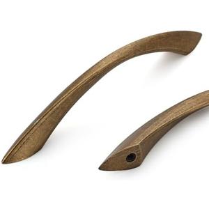 Amerdeco 10 Pack Antique Brass 5 Inch(128mm) Hole Centers Kitchen Arch Twisted Cabinet Pulls Cabinet Hardware Kitchen Handles for Cabinets Cupboard Handles Drawer Pulls ZH0048