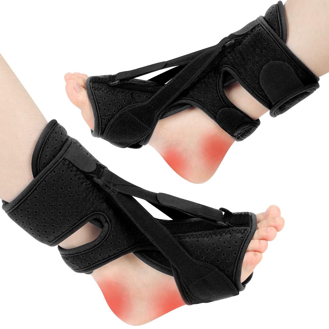 Plantar Fasciitis Night Splint, Plantar Fasciitis Relief Brace, 3 Adjustable Straps Relief Brace for Foot Drop, Achilles Tendonitis & Heel Pain - Day & Night Support