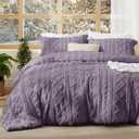 Bedsure Tufted Boho Comforter Set Queen Size - Grayish Purple Boho Bed Set, GentleSoft 3 Pieces Farmhouse Shabby Chic Embroidery Bedding, Gifts for Woman, Jacquard Queen Comforter for All Seasons