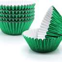 Cupcake Liners Green,GOLF Standard Size Green Foil Cupcake Liners Wrappers Metallic Baking Cups,Muffin Paper Cases, 100 Pack