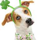 Elegant little tail St Patrick's Dog Collar, Cute Colver Cotton Shamrock Pet Collar Trefoil Soft Puppy Collar Pink Holiday Adjustable Cotton Pet Collar with Bow for Small Medium Large Dogs (Small (Pack of 1))