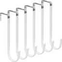 FYY Over The Door Hooks, 6 Pack Upgraded Long Door Hangers Hooks with Rubber Prevent Scratches Heavy Duty Organizer Hooks for Hanging Clothes, Towels, Hats, Coats, Bags White