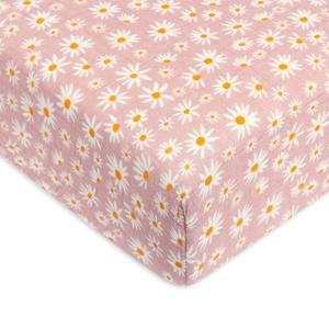 Babyletto 100% Organic Cotton Crib Sheet, GOTS-Certified, Fitted 360, Ultra-Soft and Breathable Muslin - Daisy