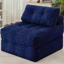 HABUTWAY Folding Sofa Bed, Convertible Sleeper Chair Bed w/Dual-Pillow & Handle, Foldable Floor Sofa Lounge w/Back Support for Living Room, Bedroom, Apartment, Office, Single, Navy Blue